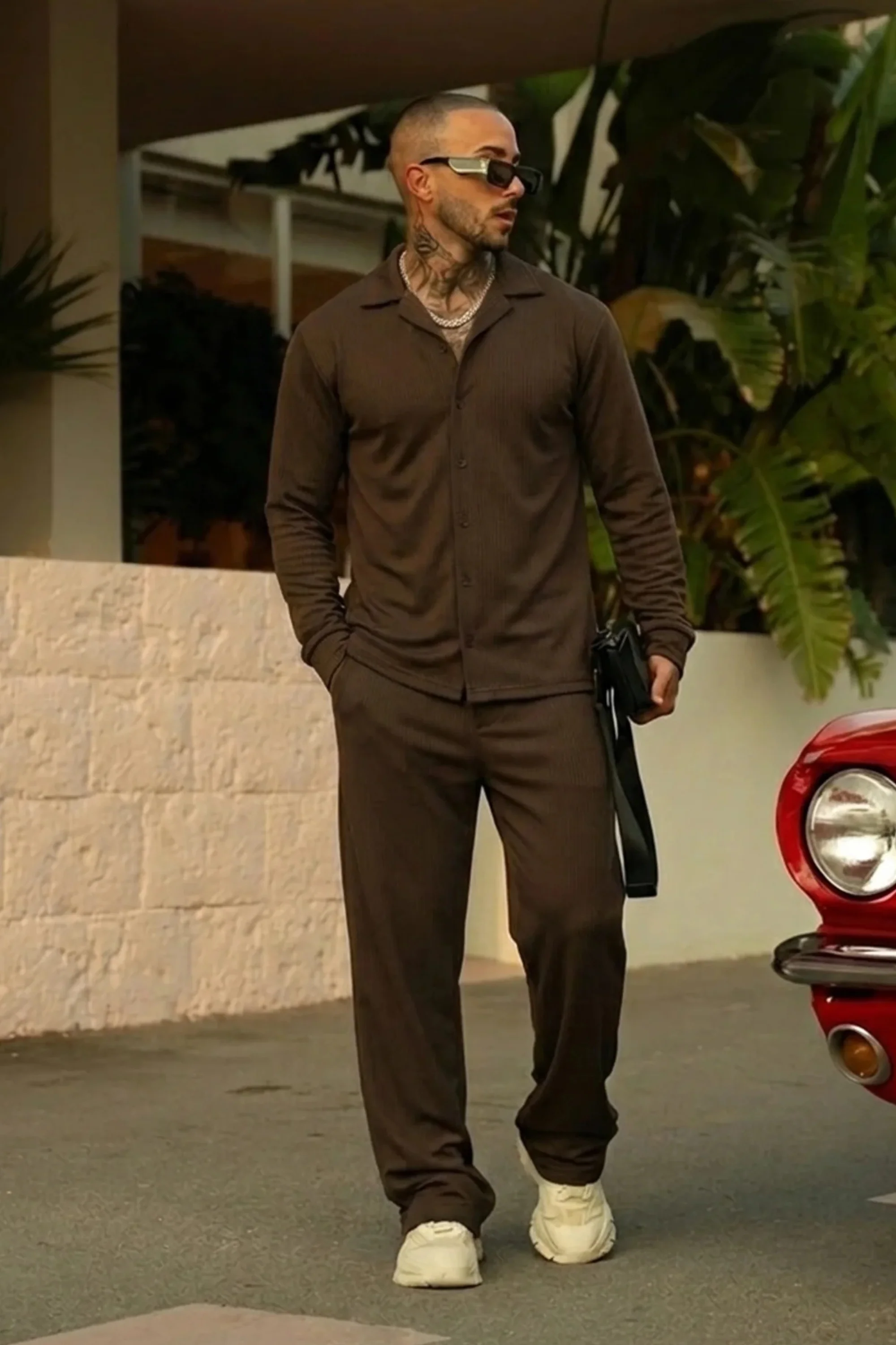 Spd Brown Button Up Set