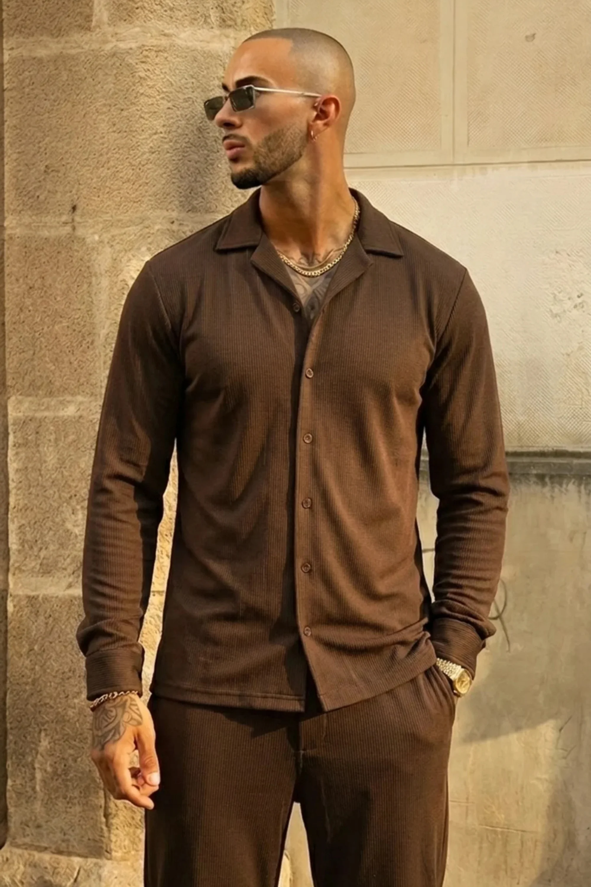 Spd Brown Button Up Set - Image 2